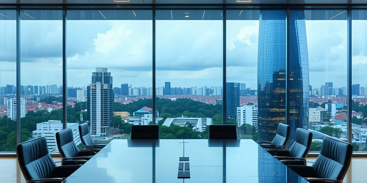 Modern financial district office environment in São Paulo Faria Lima, clean workspace